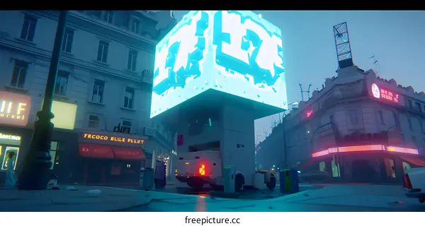 Cyberpunk City Street With Neon Lights