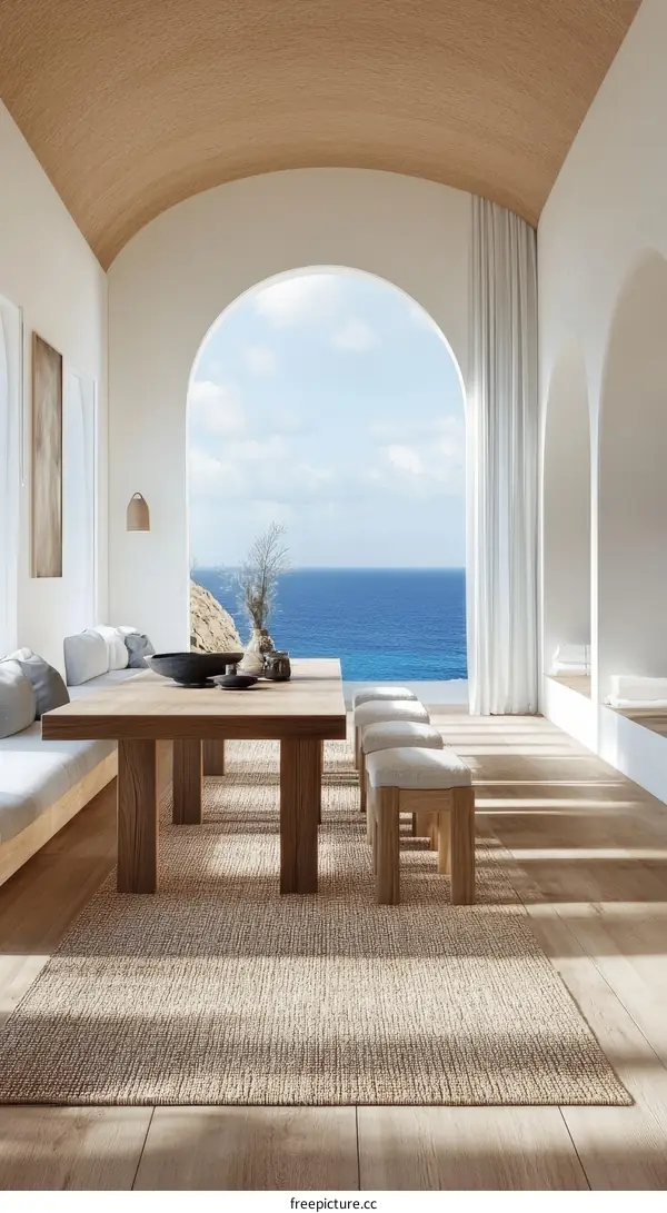 Modern Coastal Dining Area with Ocean View