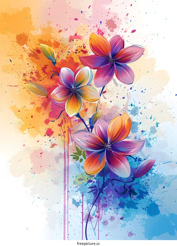 Hand-painted watercolor flowers