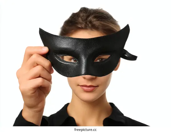 Woman Wearing a Black Mask