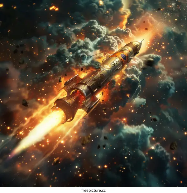 Rocket Ship Navigating an Asteroid Field