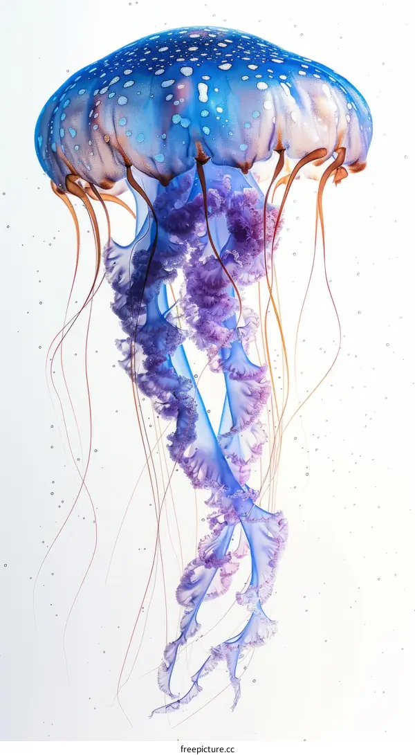 Blue and Purple Bioluminescent Jellyfish