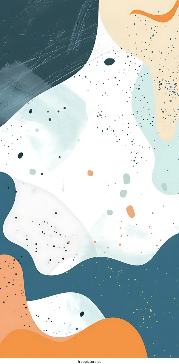 Abstract Watercolor Background With Orange Blue and Green Shapes