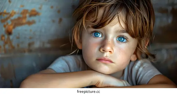 Close Up Portrait of a Young Girl with Blue Eyes