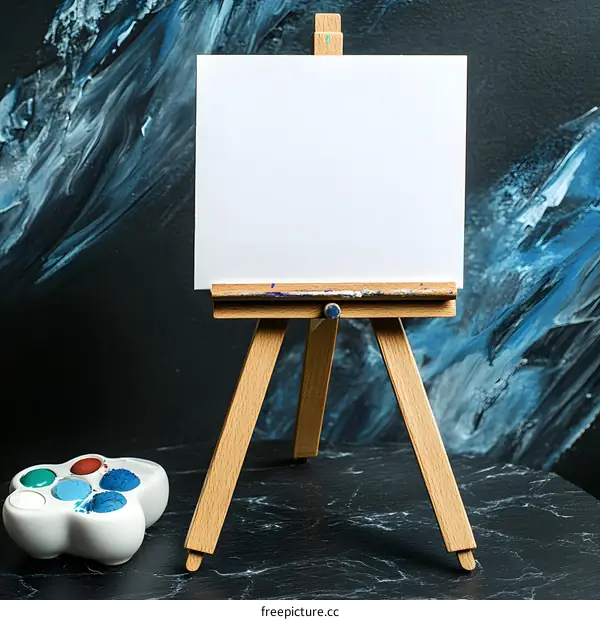 Empty Canvas on Wooden Easel