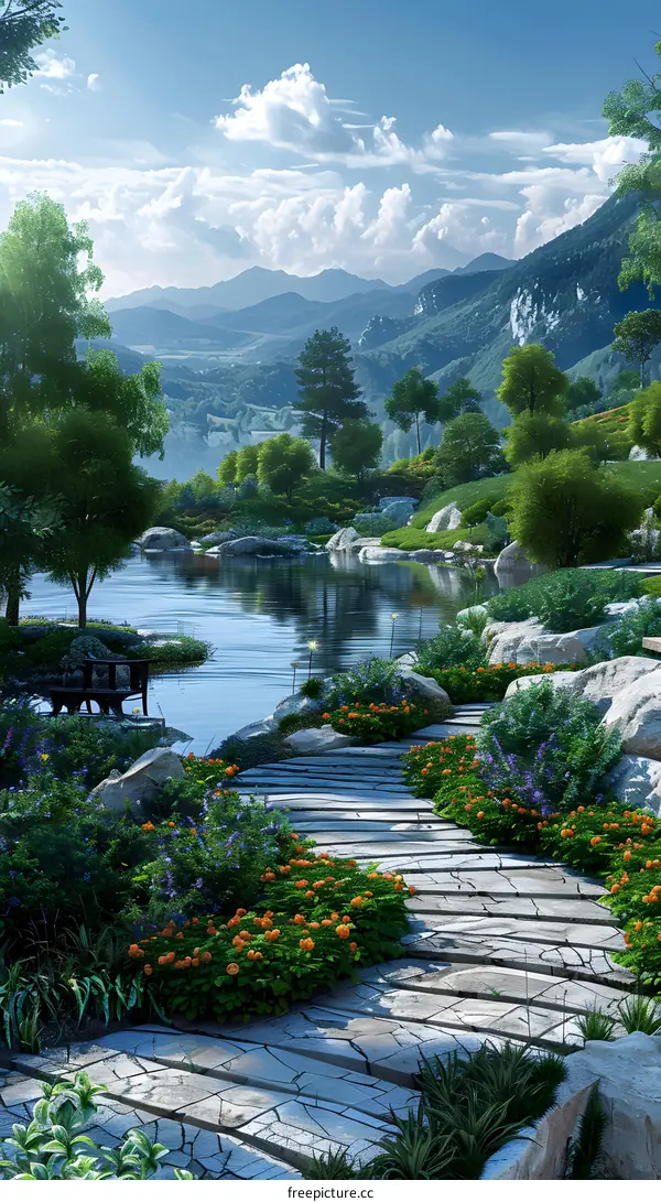 Beautiful lake and mountains