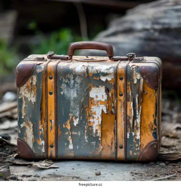 Travel Suitcase Sitting on the Ground