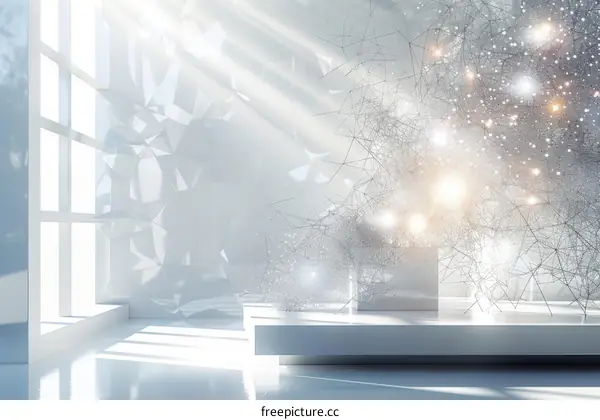 White Abstract Background with Polygonal Shapes and Network Lines