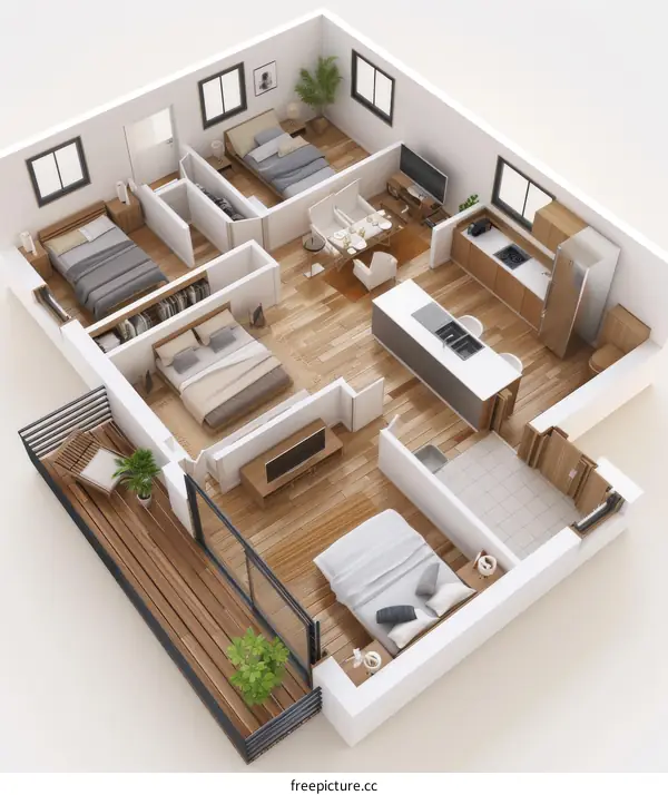 Modern 3D Apartment Interior Design