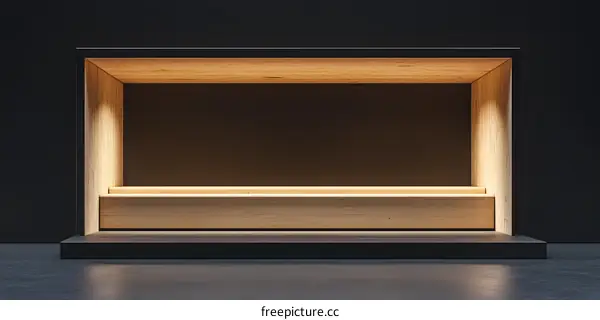 Minimalist Wooden Display Shelf With Backlighting