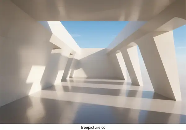 Minimalist White Architectural Structure with Geometric Lines
