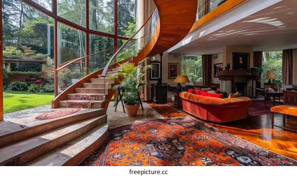 Modern House Interior Design with Staircase and Living Room