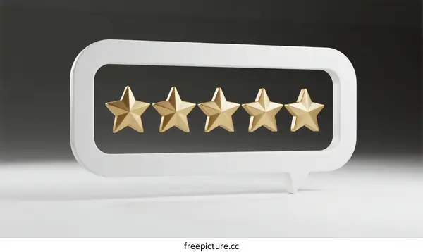 Five golden stars displayed in a white speech bubble