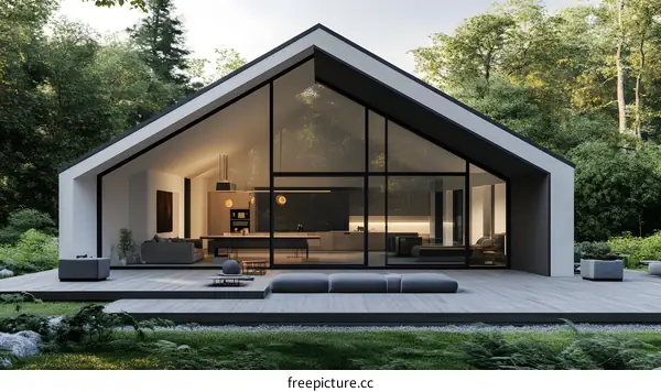 Modern Minimalist House Design with Large Windows
