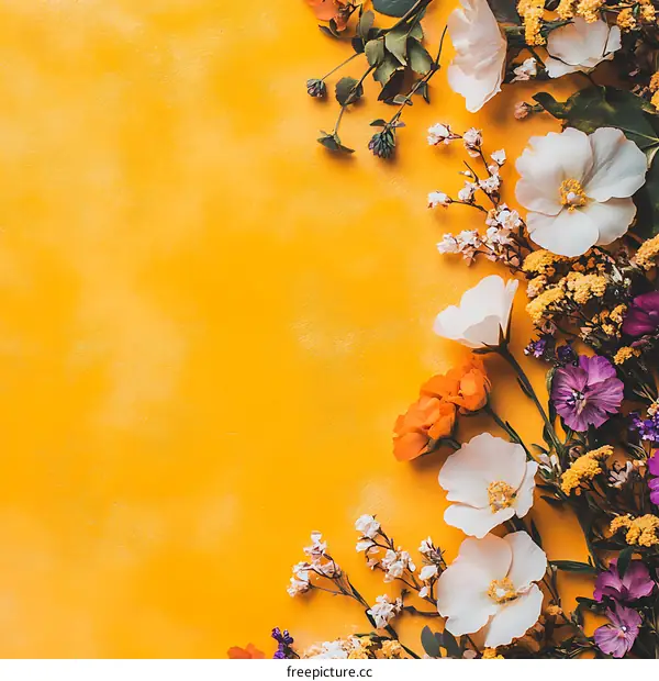 Yellow Background with Flowers Border