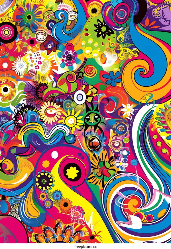 Abstract Psychedelic Floral Pattern Background