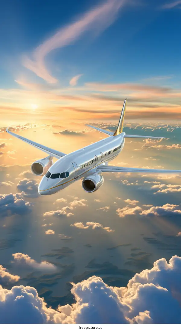 airplane flying high above the clouds in the sky