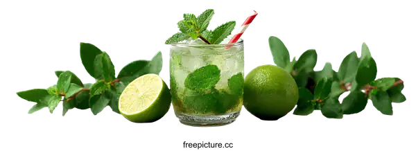 [Transparent Background PNG]Refreshing Mojito Cocktail with Fresh Lime and Mint