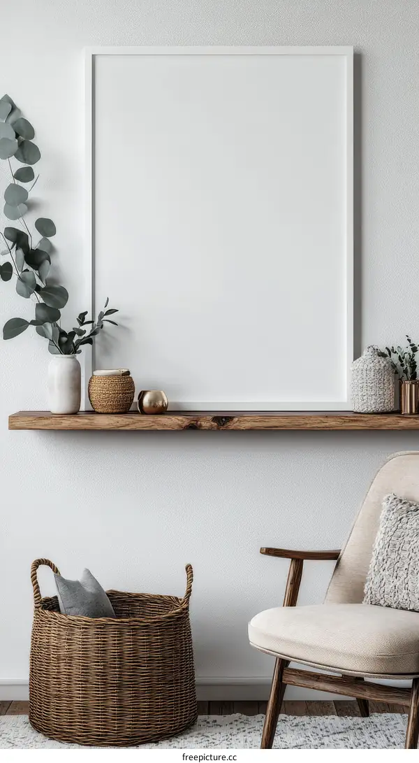 Modern Empty Frame Mockup in a Cozy Living Room