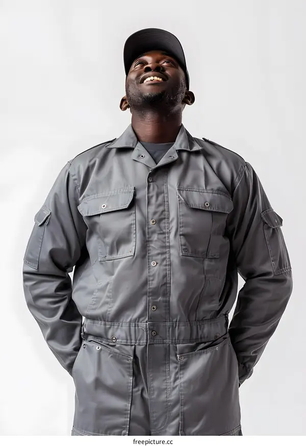 portrait of a smiling african man in work clothes