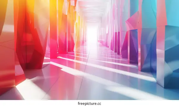 Pink and Blue Futuristic Sci-Fi Corridor