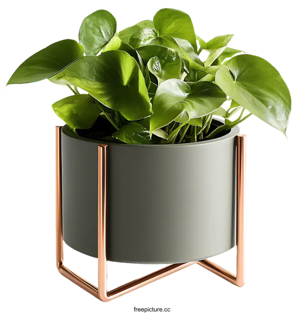 [Transparent Background PNG]Modern Copper Plant Pot with Gray Pot