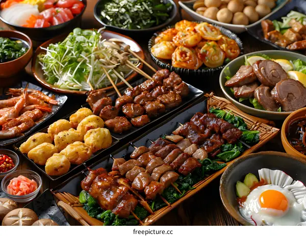 Assortment of Japanese Food Dishes
