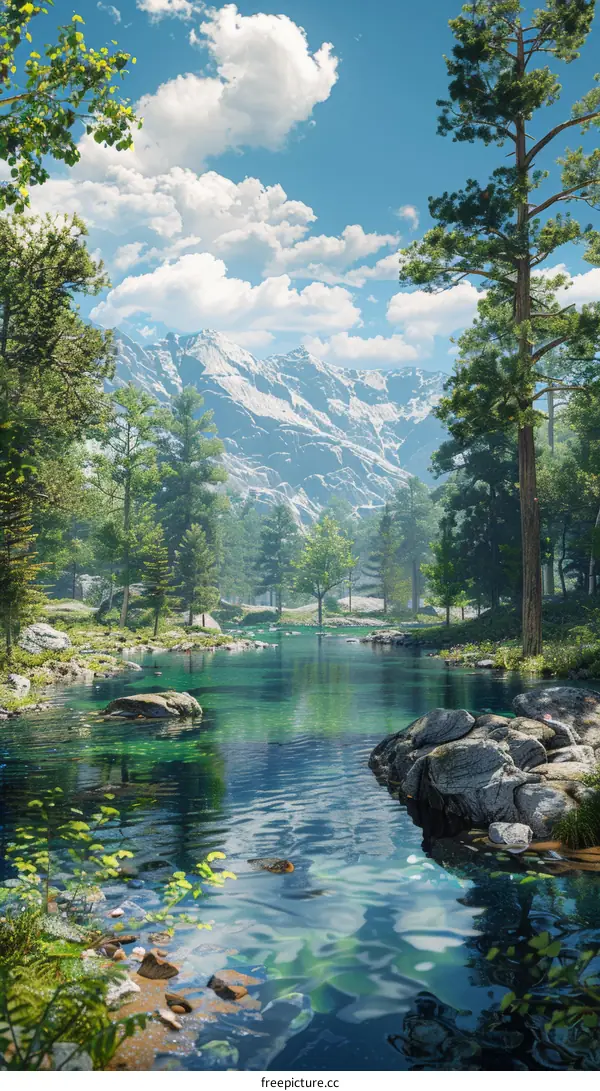 Tranquil Mountain Lake in a Valley Surrounded by Dense Coniferous Forest
