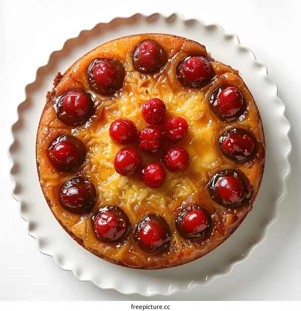 pineapple upside-down cake with cherries