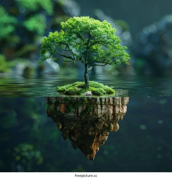 Lonely Tree on the Island