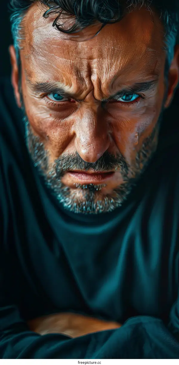 Closeup Portrait of an Angry Man