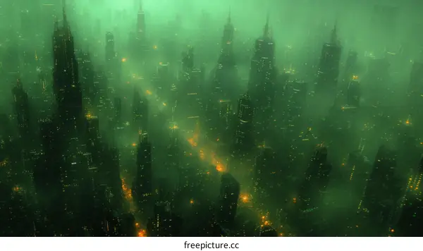 The Streets of a Cyberpunk City Under the Sea