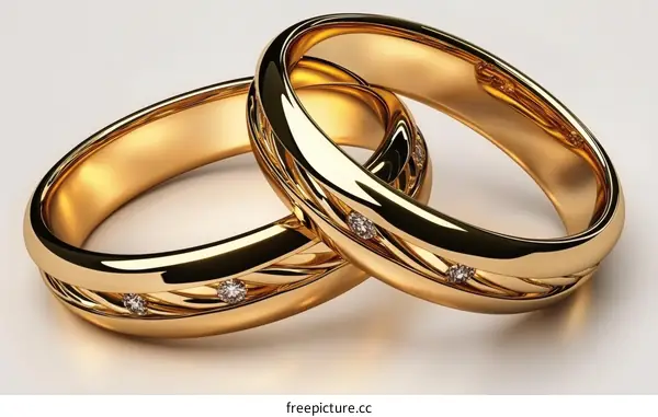 Elegant Gold Wedding Rings with Diamonds