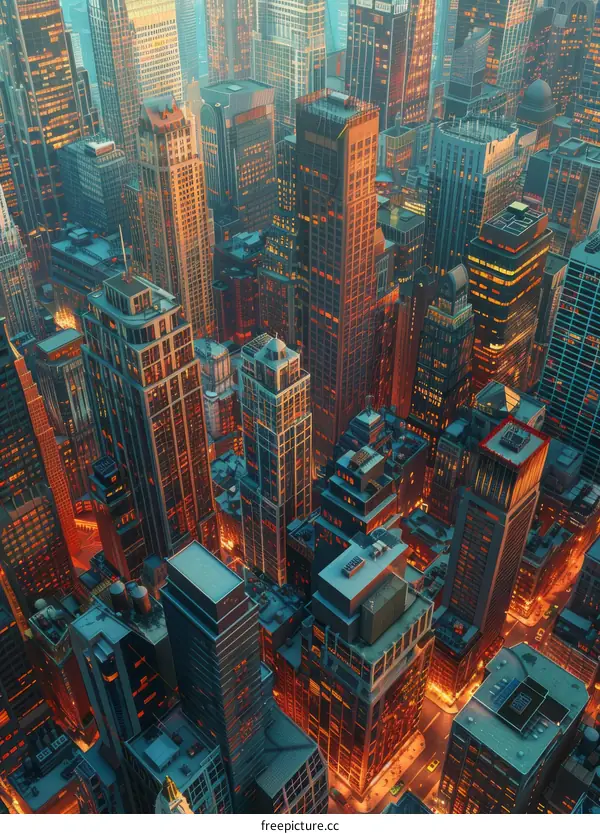 Aerial View of a Modern Metropolis at Night