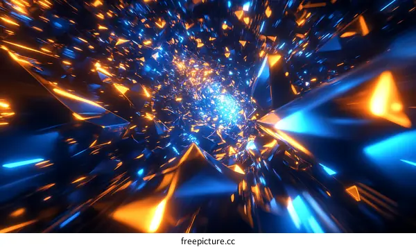 Abstract Geometric Tunnel with Neon Light