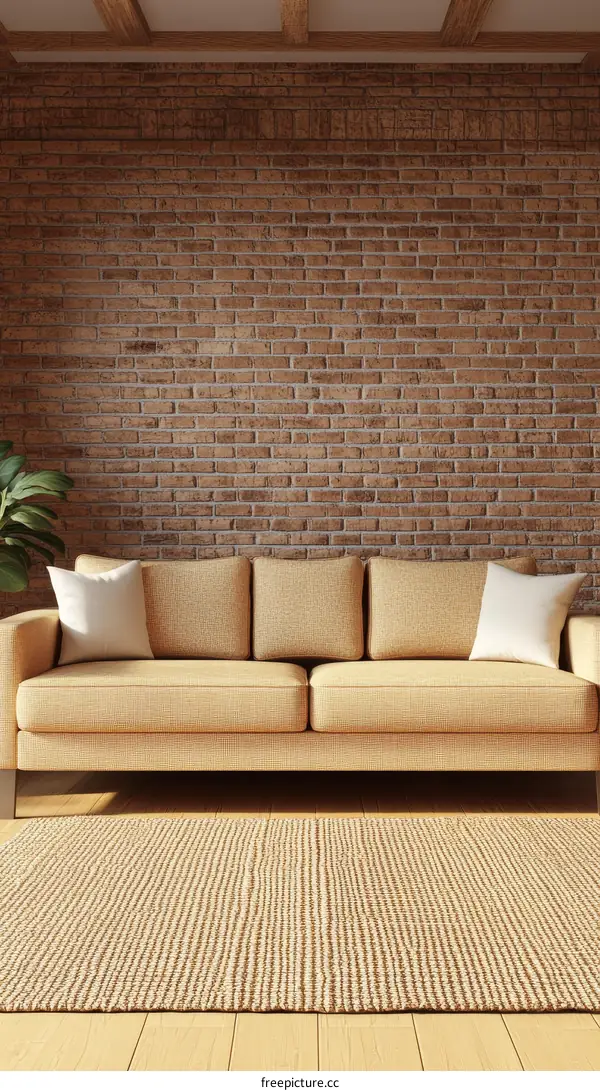 Modern Beige Sofa Room Interior Illustration