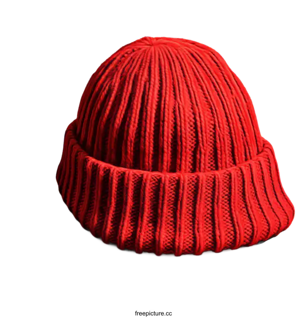 [Transparent Background PNG]Red Knitted Beanie Hat Close-up