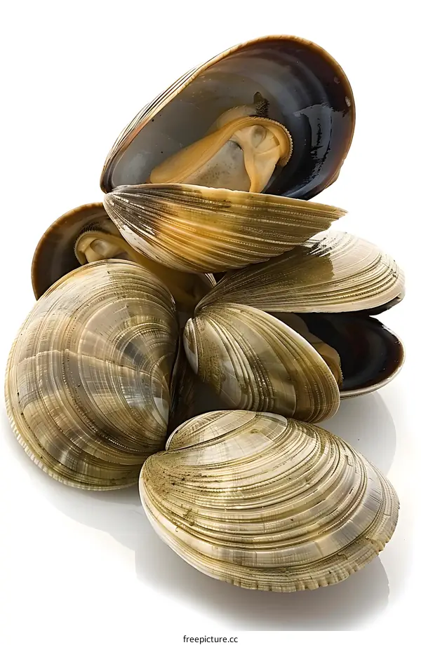 Fresh Clams on White Background