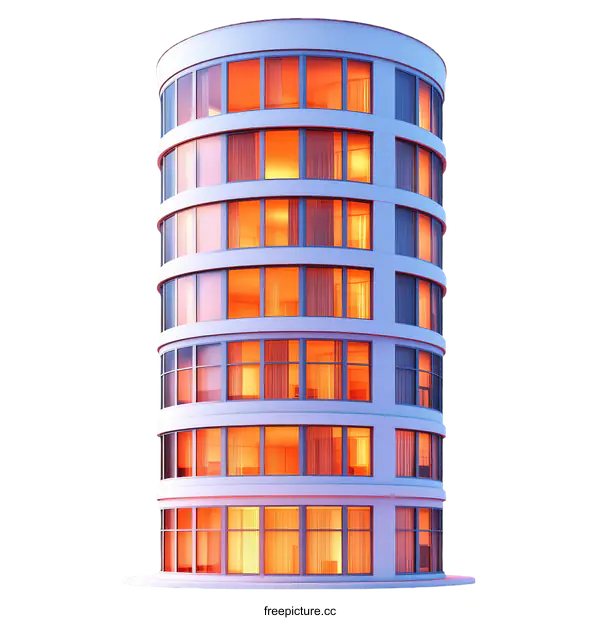[Transparent Background PNG]Modern Circular High-Rise Apartment Building