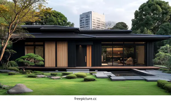 Modern Japanese-style House with Lush Garden