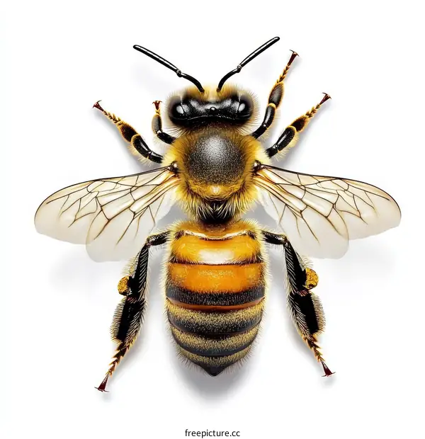 Detailed Close-up of a Honeybee