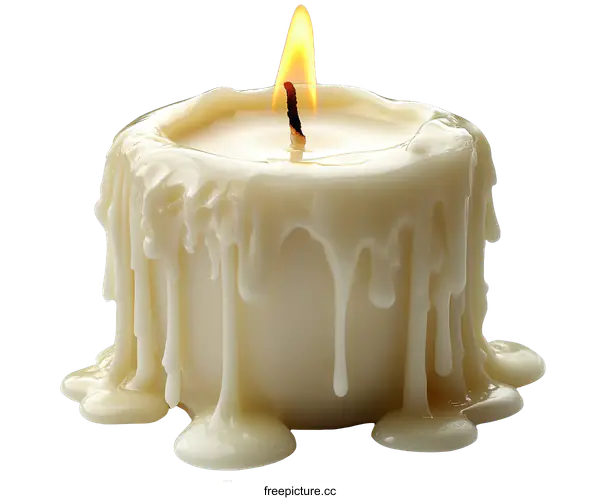 [Transparent Background PNG]Melted Candle on White Background