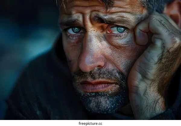 Portrait of a man with a beard and blue eyes