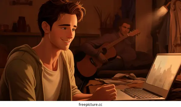 Two Friends Relaxing in Cozy Room