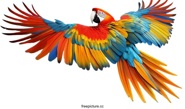 [Transparent Background PNG]Colorful Macaw in Flight