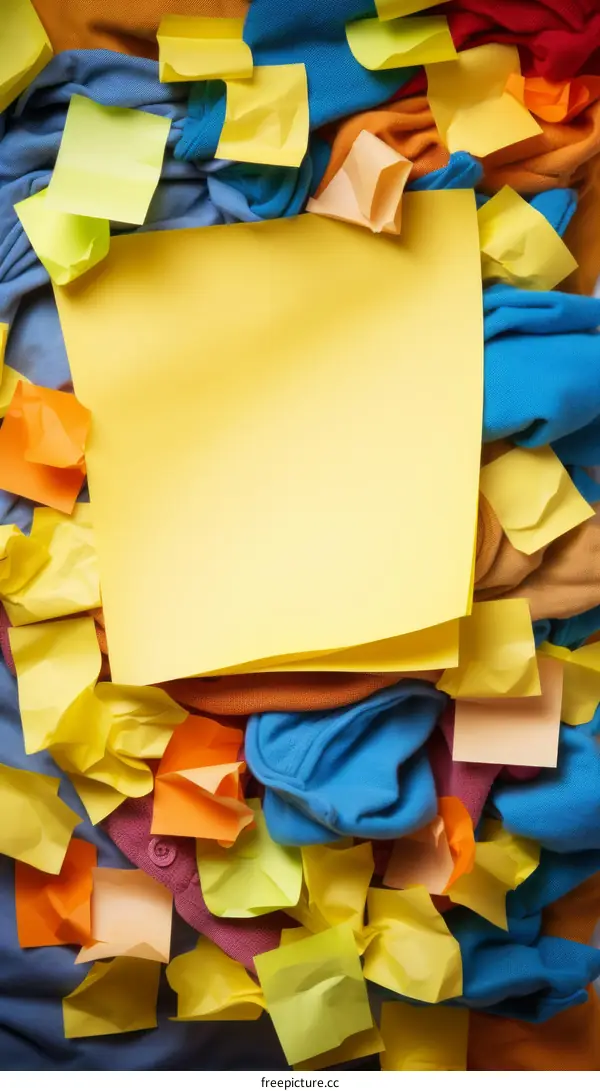 Colorful crumpled paper notes