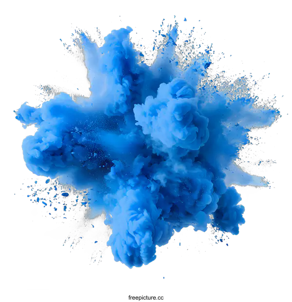 [Transparent Background PNG]Blue ink explosion on white background
