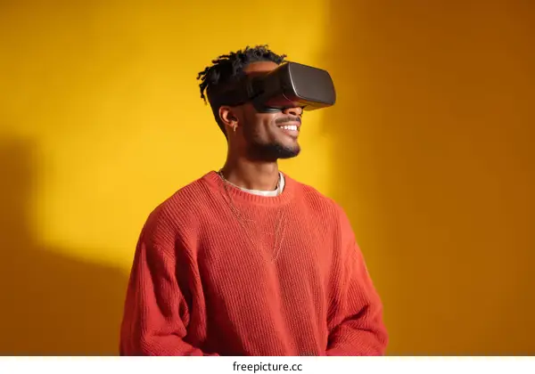 African American Man Experiencing Virtual Reality