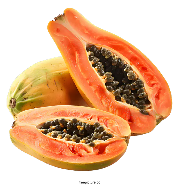 [Transparent Background PNG]Fresh Papaya Fruit on White Background