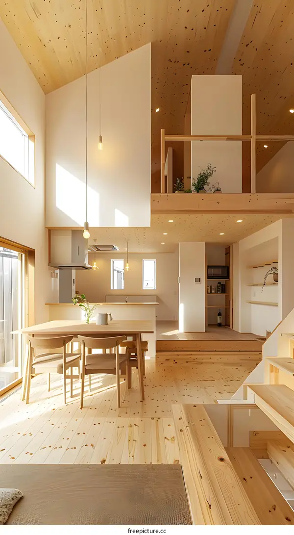 Modern Wooden Interior Design with Open Floor Plan and Natural Light